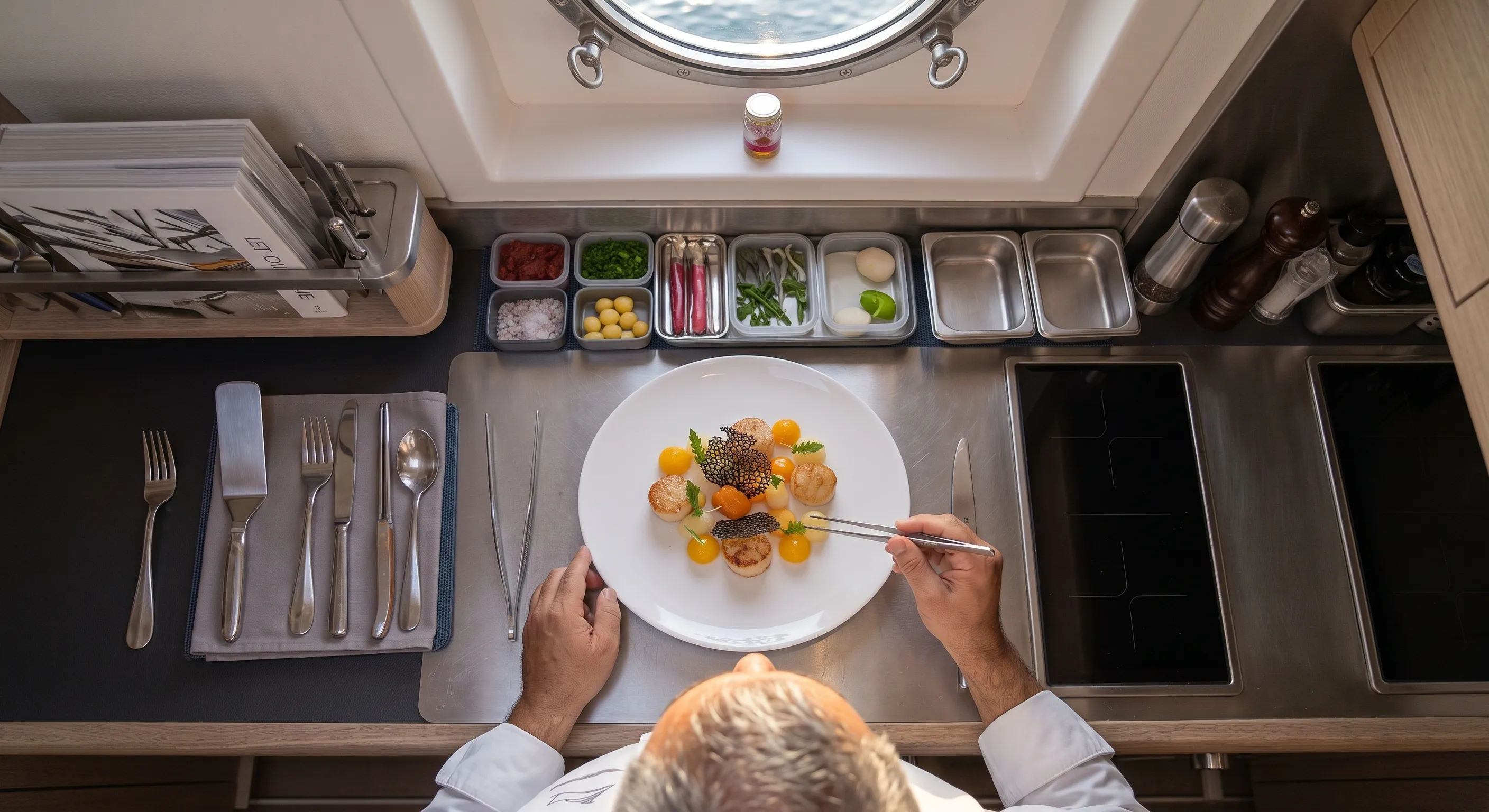 Chef plating onboard