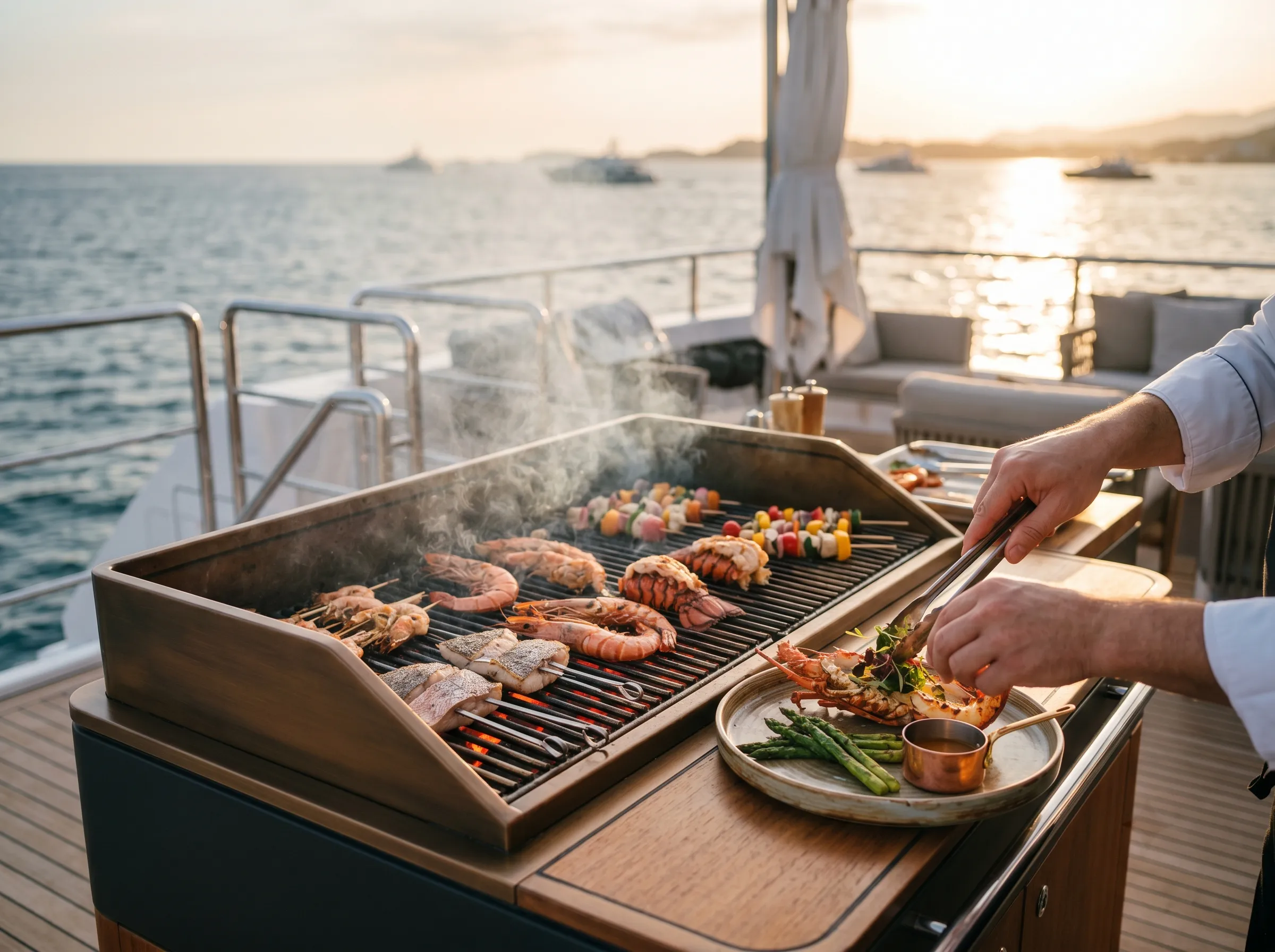 Live BBQ / plated fine dining at anchor